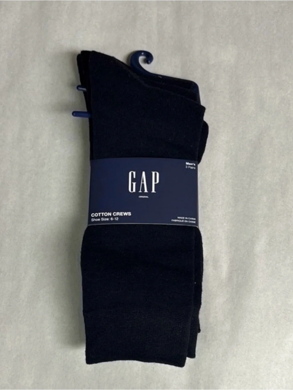 New Gap Socks Men’s 3 Pair Black Cotton Crews Business Casual Dress Preppy Socks